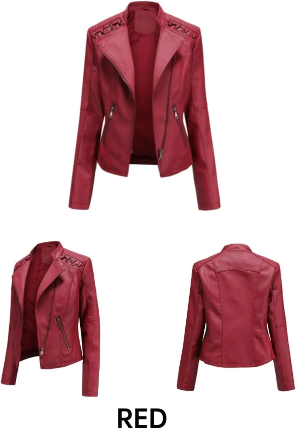 LCMTWX Leather Jacket Full Zip Snap Stand Collar Long Sleeve Outwear Cool Slim Jacket Coat for Vacation Brown Jacket Biker
