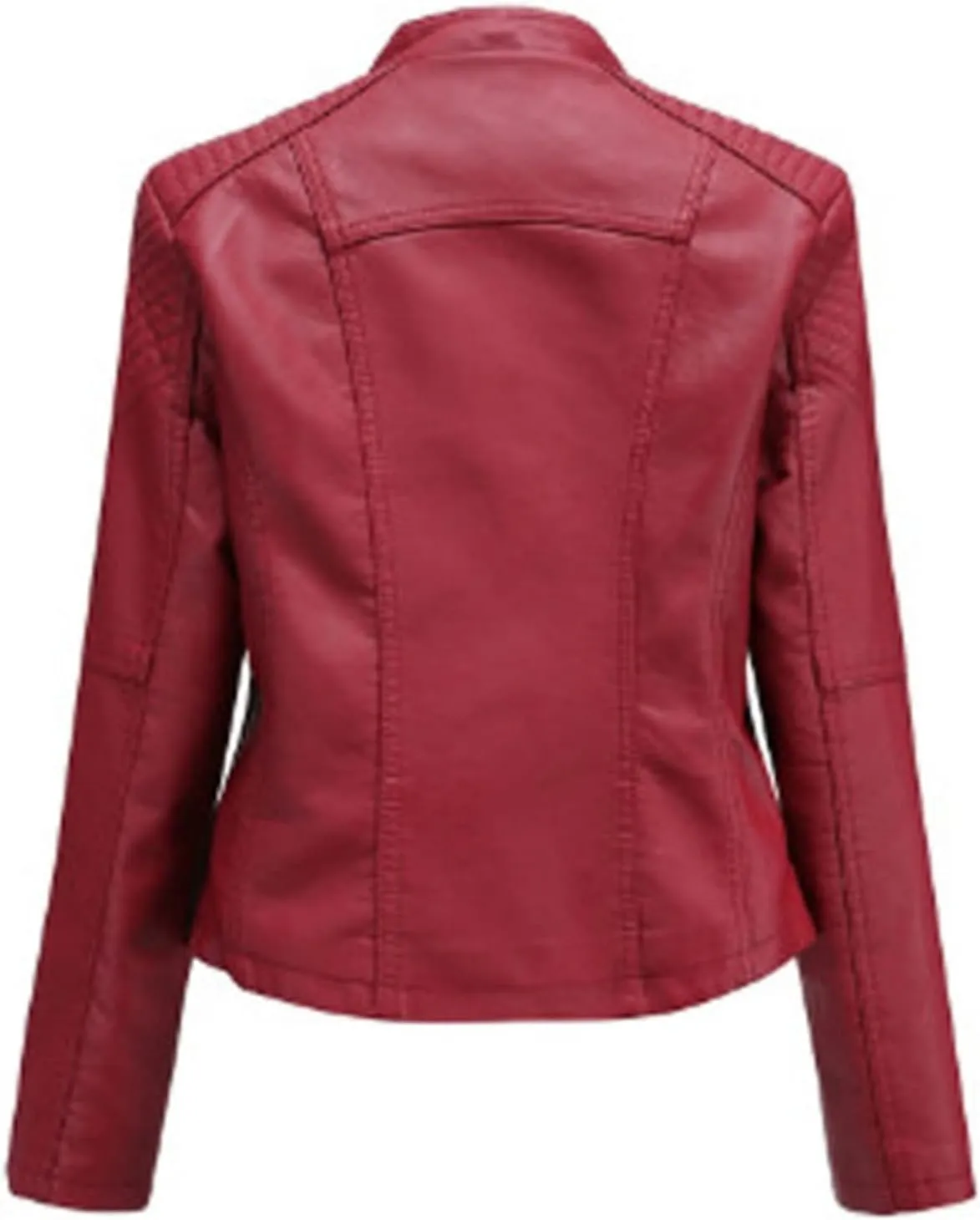 LCMTWX Leather Jacket Full Zip Snap Stand Collar Long Sleeve Outwear Cool Slim Jacket Coat for Vacation Brown Jacket Biker