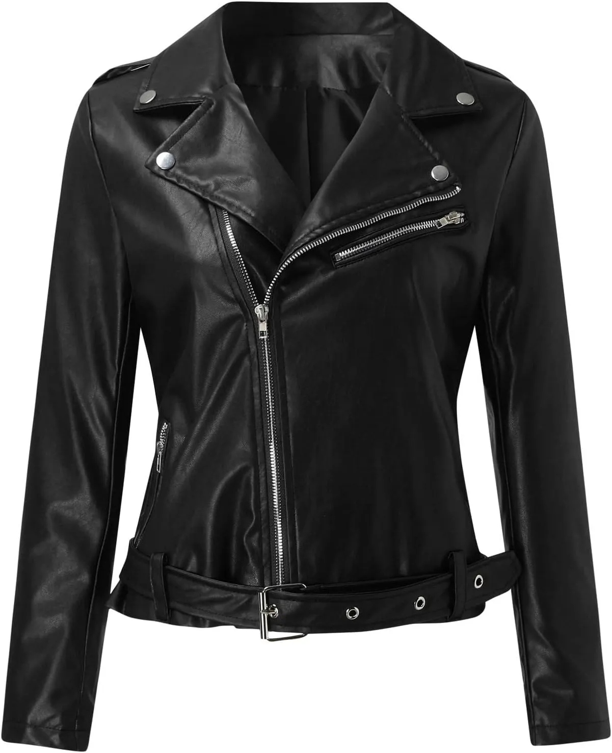 LCMTWX Leather Jacket Full Zip Snap Stand Collar Long Sleeve Outwear Cool Slim Jacket Coat for Vacation Brown Jacket Biker