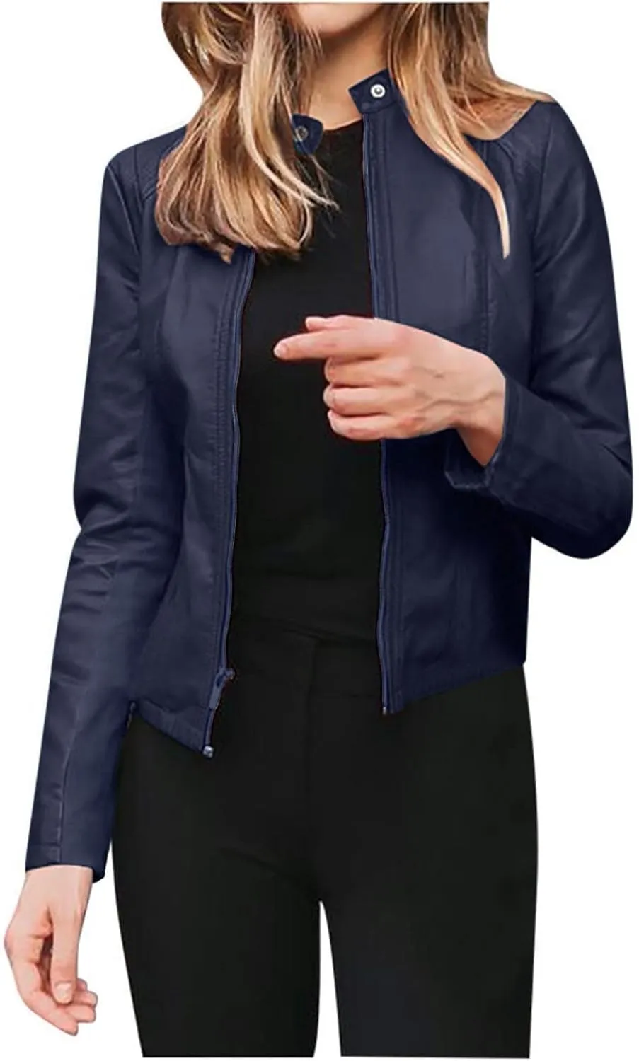 LCMTWX Leather Jackets Jacket Coat Punk Tops Motor Cropped Short Lapel Zip Women's Coat Coats for Women Women Jackets De