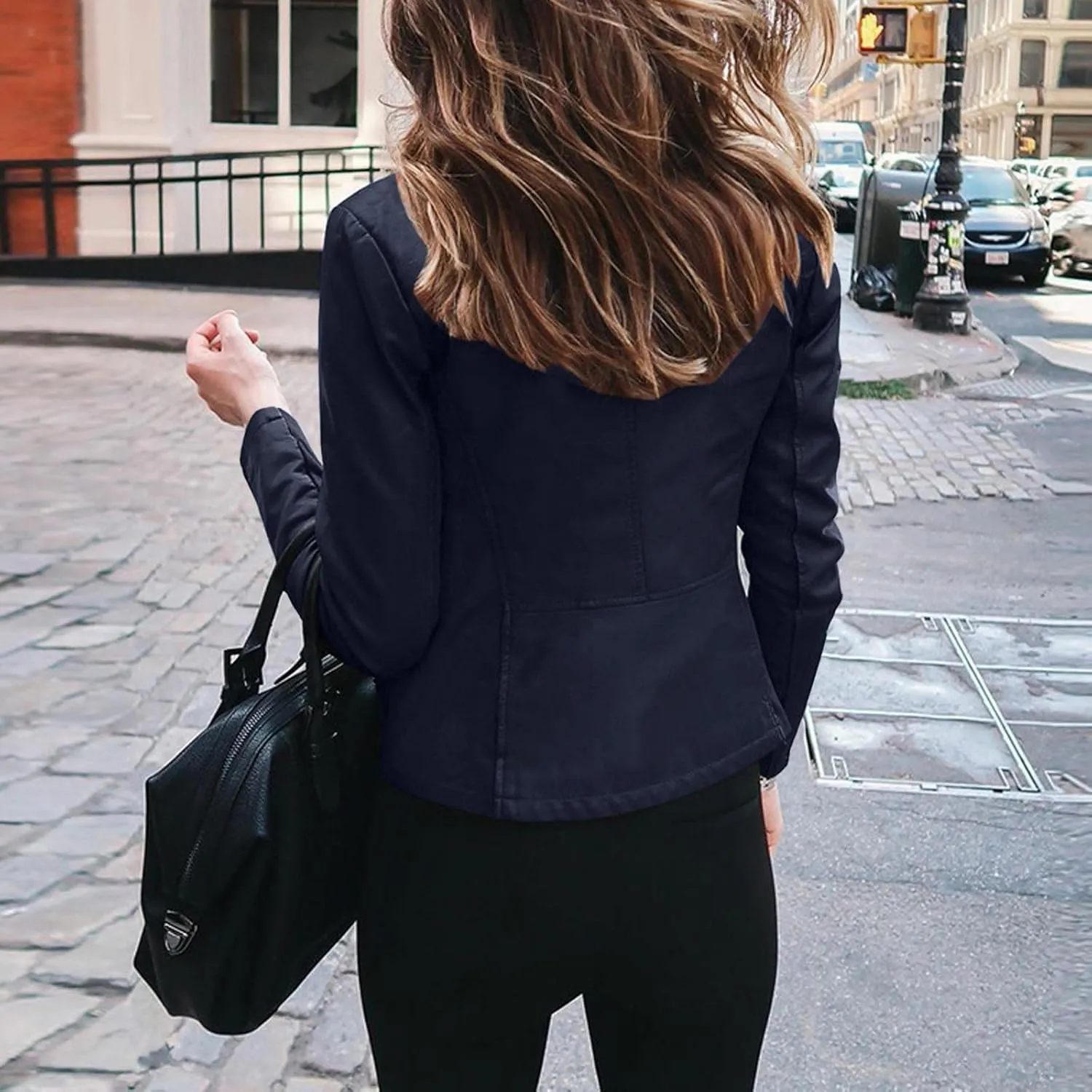 LCMTWX Leather Jackets Jacket Coat Punk Tops Motor Cropped Short Lapel Zip Women's Coat Coats for Women Women Jackets De