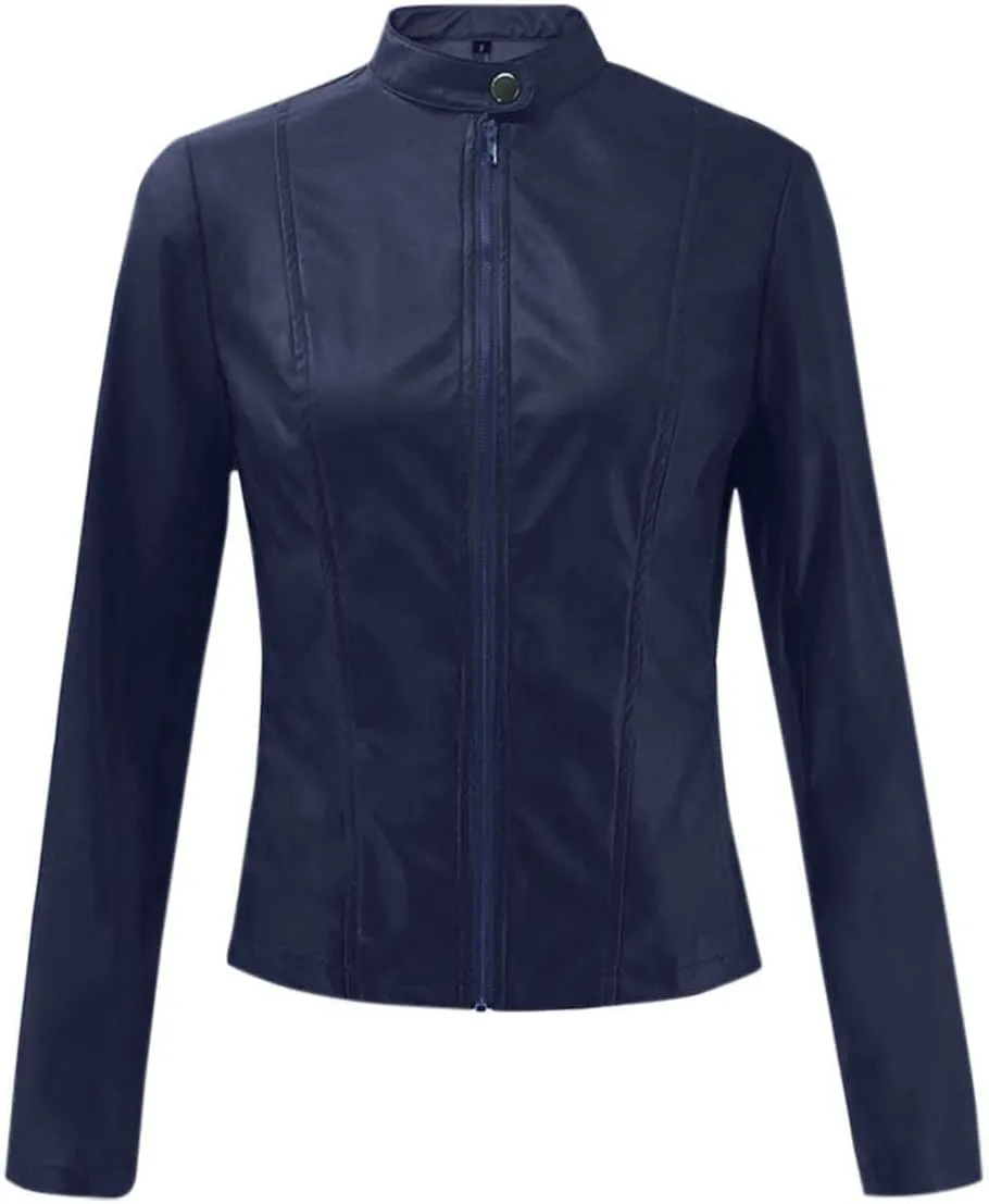 LCMTWX Leather Jackets Jacket Coat Punk Tops Motor Cropped Short Lapel Zip Women's Coat Coats for Women Women Jackets De