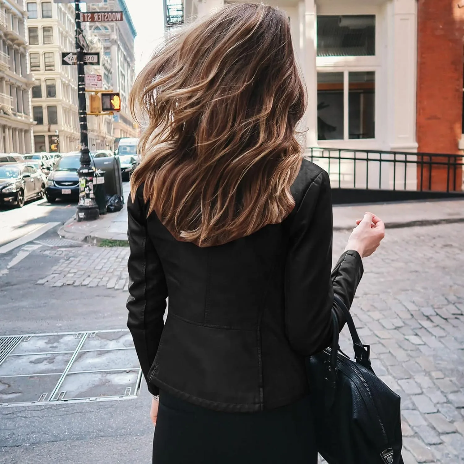 LCMTWX Womens Faux Leather Long Sleeve Jackets Collar Long Sleeve Outwear Cool Slim Jacket Coat for Plus Size Moto Biker