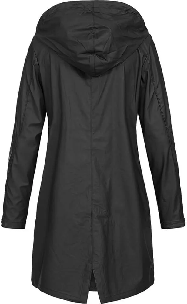 LCMTWX Womens Fleece Lined Raincoat Overcoat Casual Winter Slim Women's Coat Hooded Trench Coats Rain Jacket Womens With
