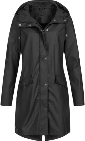 LCMTWX Womens Fleece Lined Raincoat Overcoat Casual Winter Slim Women's Coat Hooded Trench Coats Rain Jacket Womens With