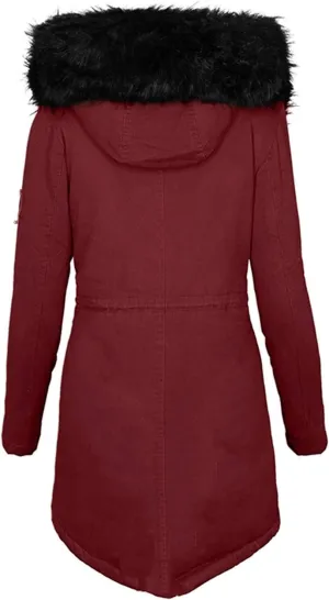 LCMTWX Womens Fleece Lined Raincoat Overcoat Casual Winter Slim Women's Coat Hooded Trench Coats Rain Jacket Womens With