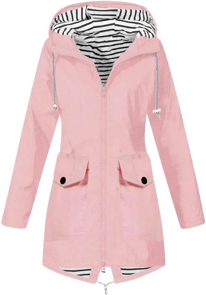 LCMTWX Womens rain coat winter Waterproof Women's Windproof Overcoat Outdoor Women's Coat Waterproof Lightweight Outdoor