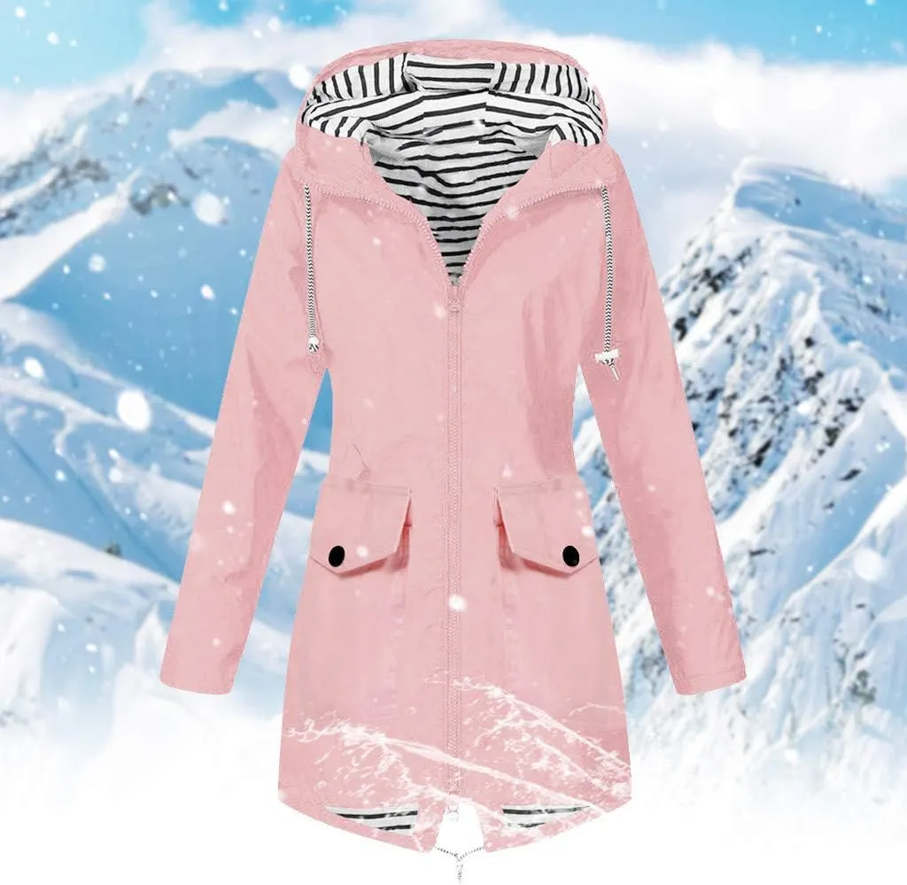 LCMTWX Womens rain coat winter Waterproof Women's Windproof Overcoat Outdoor Women's Coat Waterproof Lightweight Outdoor