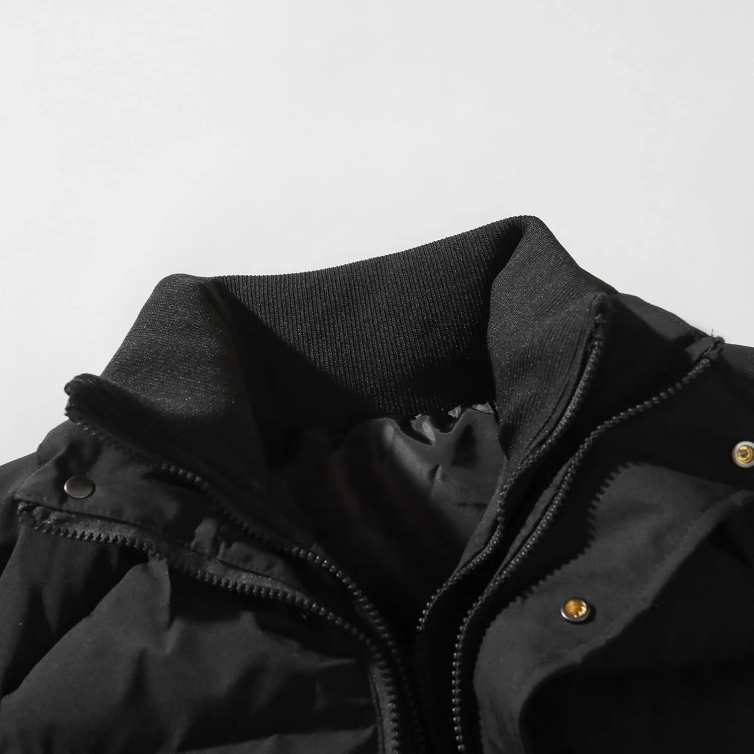 lcziwo Mens Oversized Winter Puffer Jacket Double Zipper Stand Collar Warm Quilted Coat Thick Outdoor Cotton-Padded Jacket