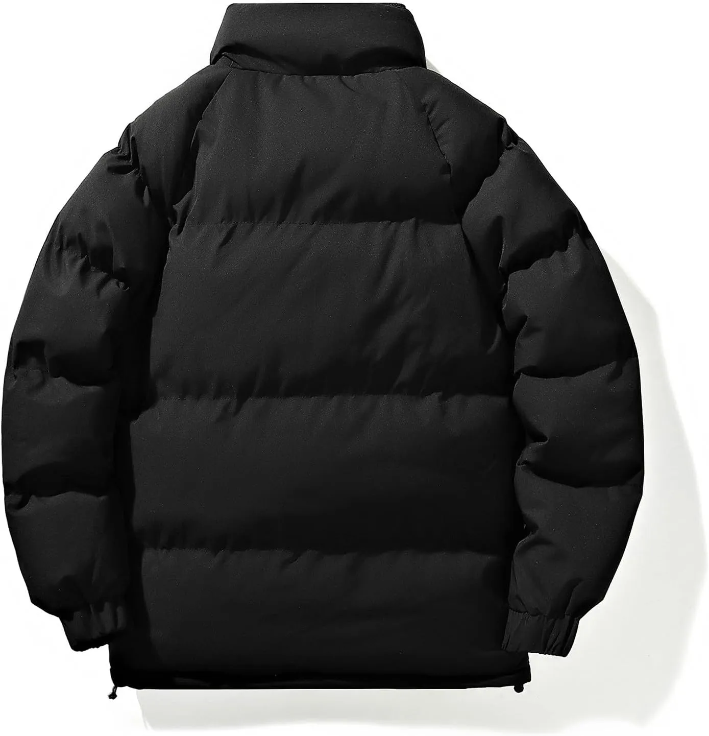 lcziwo Mens Oversized Winter Puffer Jacket Double Zipper Stand Collar Warm Quilted Coat Thick Outdoor Cotton-Padded Jacket