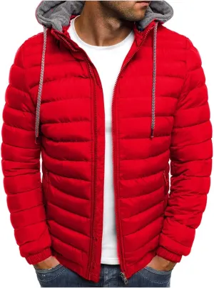 lcziwo Men's Winter Jacket Big and Tall Lightweight Zip up Puffer Quilted Jackets Casual Loose Padded Warm Hooded Coats