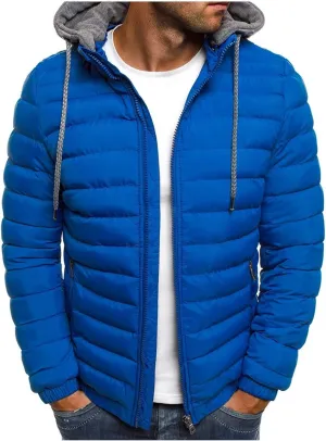 lcziwo Men's Winter Jacket Big and Tall Lightweight Zip up Puffer Quilted Jackets Casual Loose Padded Warm Hooded Coats