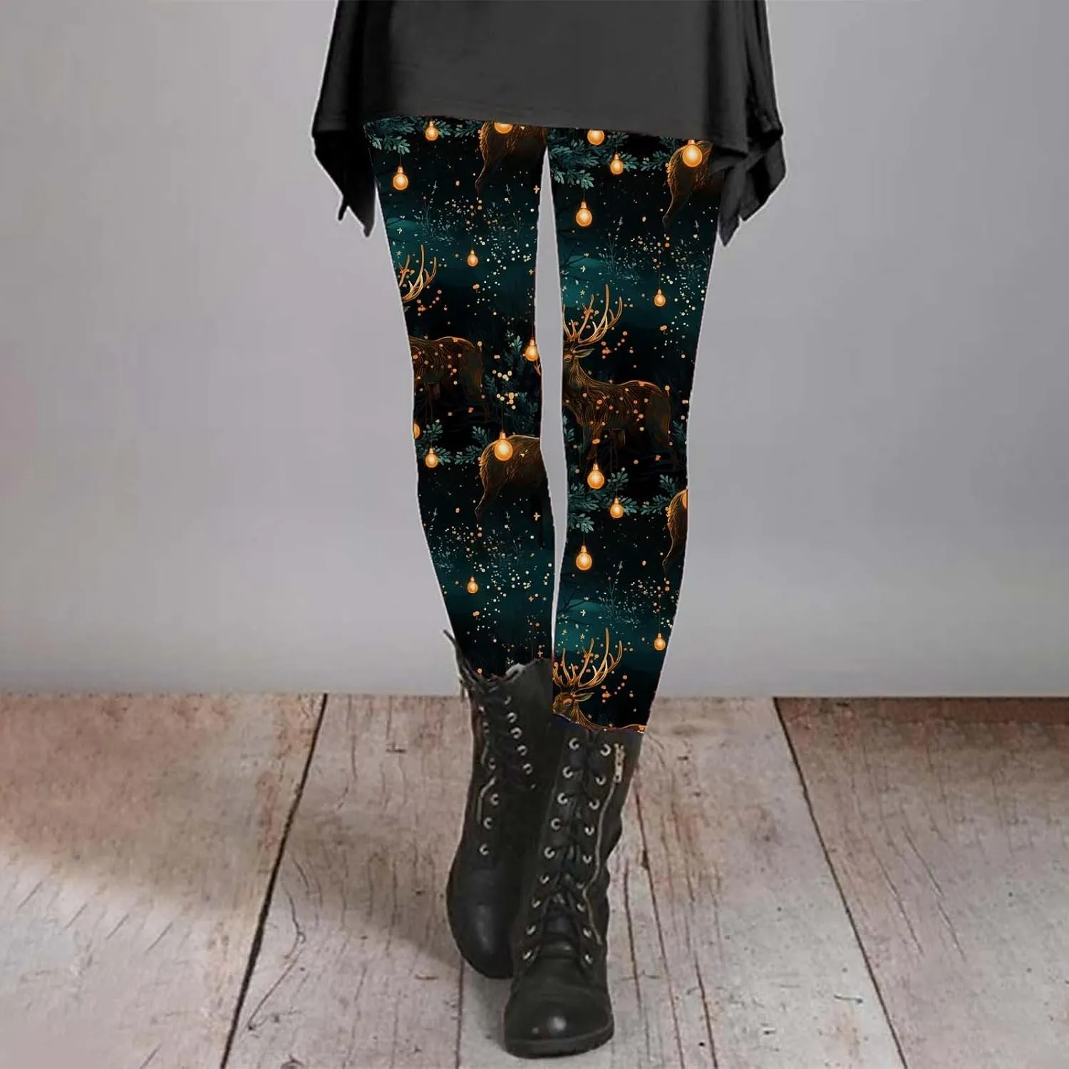 Leather Leggings for Women Leggings Artistic Splash Printed Soft Stretchy Pants Leather Leggings Tummy Control Soft
