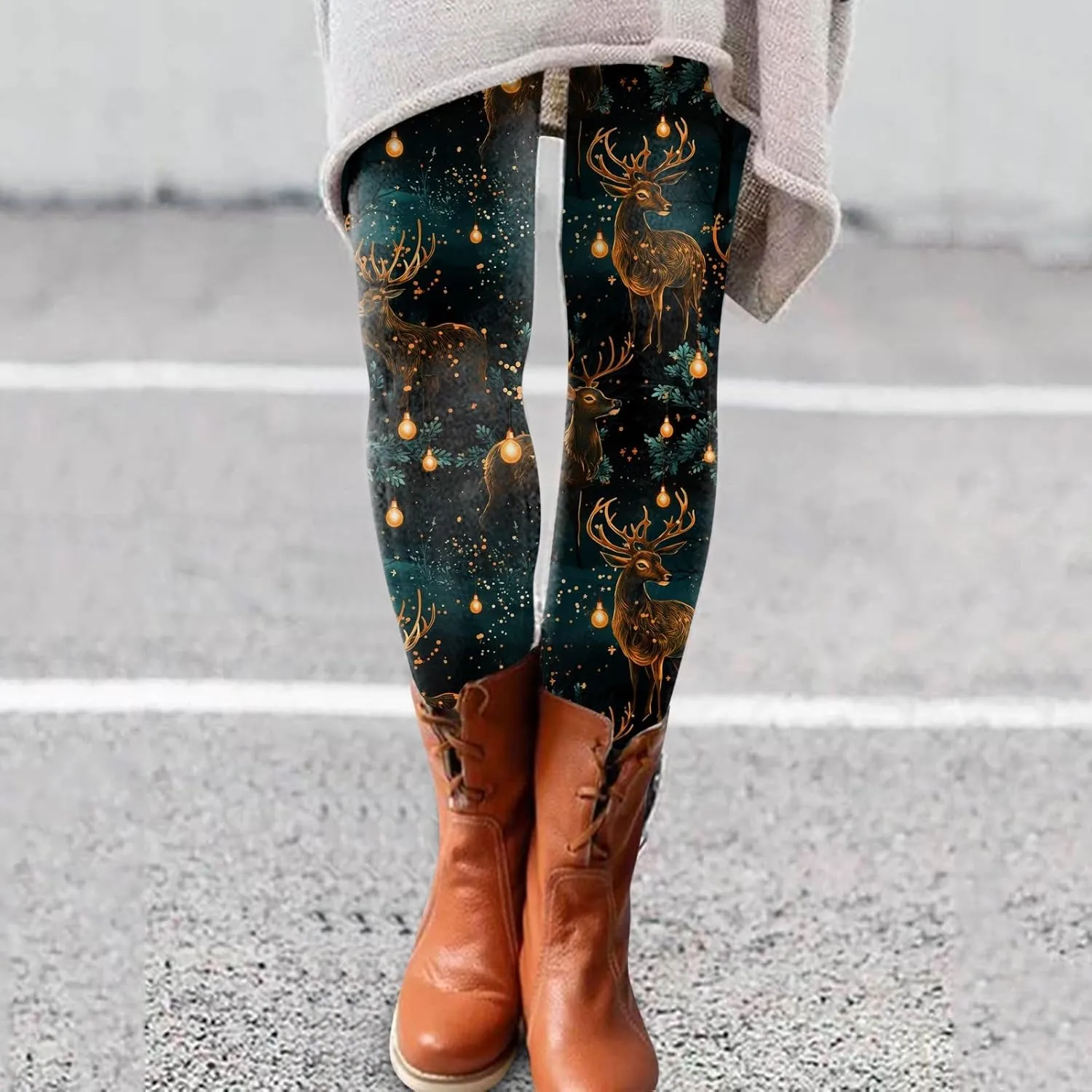 Leather Leggings for Women Leggings Artistic Splash Printed Soft Stretchy Pants Leather Leggings Tummy Control Soft