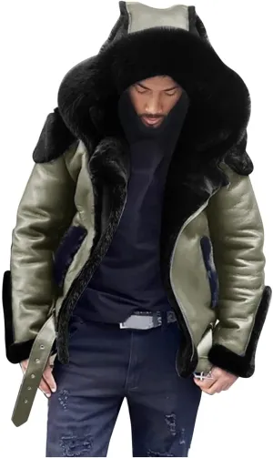 Leather Motorcycle Jacket Casual Solid Color Zipper Pocket Leather Jacket Coat Mens Winter Jackets Textile