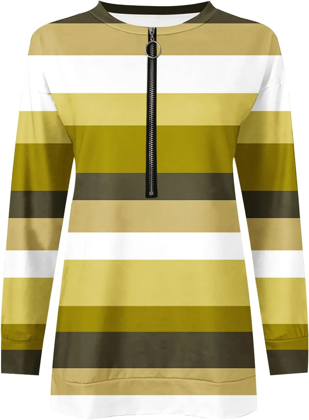Lightweight Zip Up Hoodie For Women Trendy 2023 Fall Striped Print Tunic Tops Quarter Zip Casual Pullover Sweatshirt