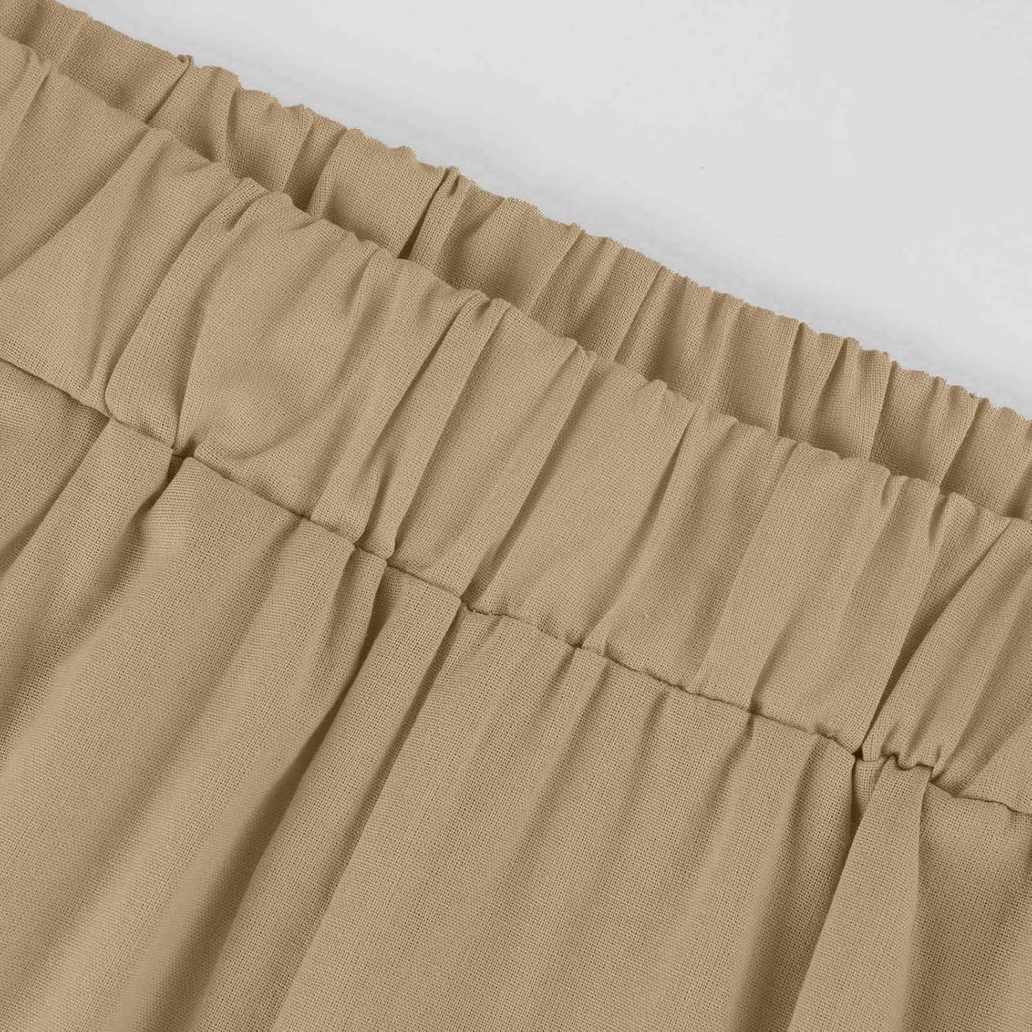 Linen Capri Pants for Women High Waisted Wide Leg Lounge Pant Comfy Soft Trousers Boho Beach Baggy Capris Casual Resort Wear