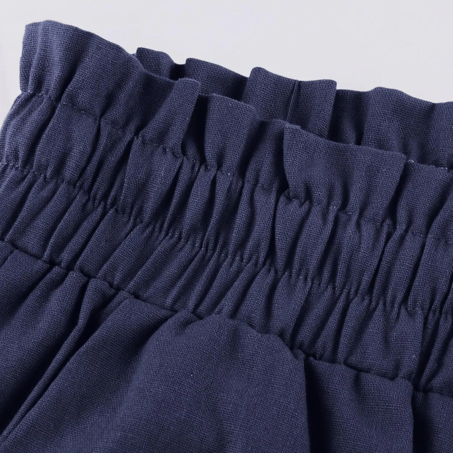 Linen Palazzo for Women Dressy Casual Elastic High Waisted Wide Leg Pants Summer Loose Comfy Work Pants with Pockets
