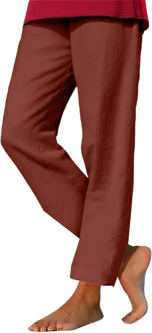 Linen Pants Women 2025 Straight Wide Leg Pants High Waisted Casual Summer Pants Lounge Beach Trousers with Pockets
