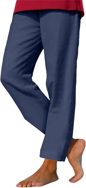 Linen Pants Women 2025 Straight Wide Leg Pants High Waisted Casual Summer Pants Lounge Beach Trousers with Pockets