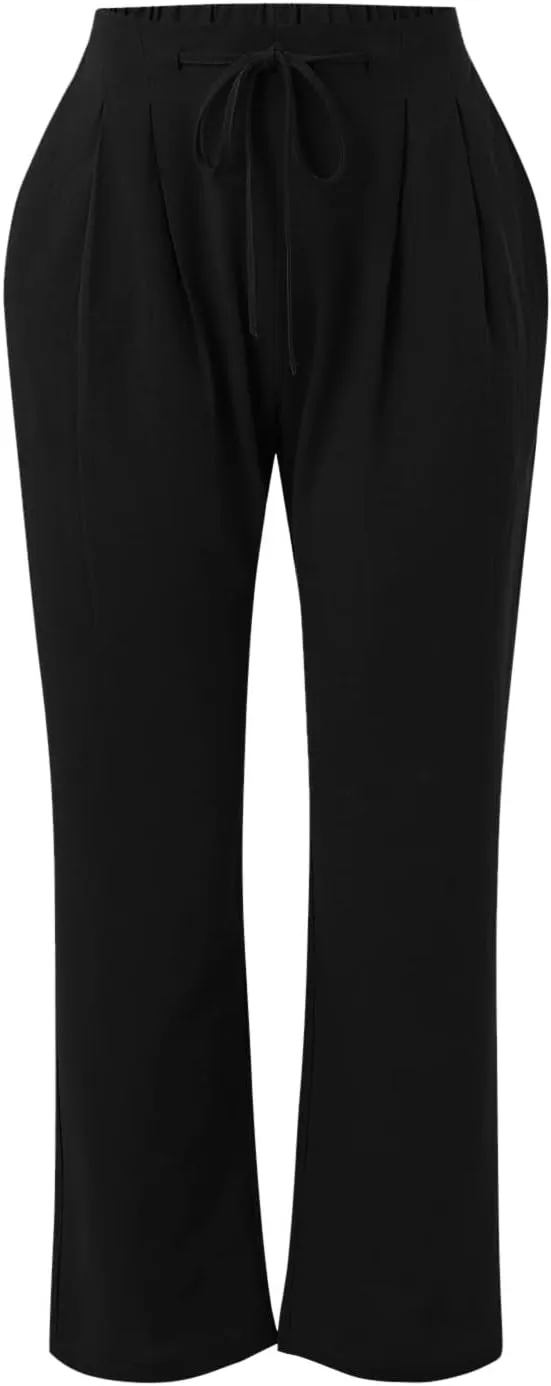 Linen Pants Women Cotton Linen Straight Leg Lightweight Pants Summer Pants Plus Size Women Loose Fit Trousers