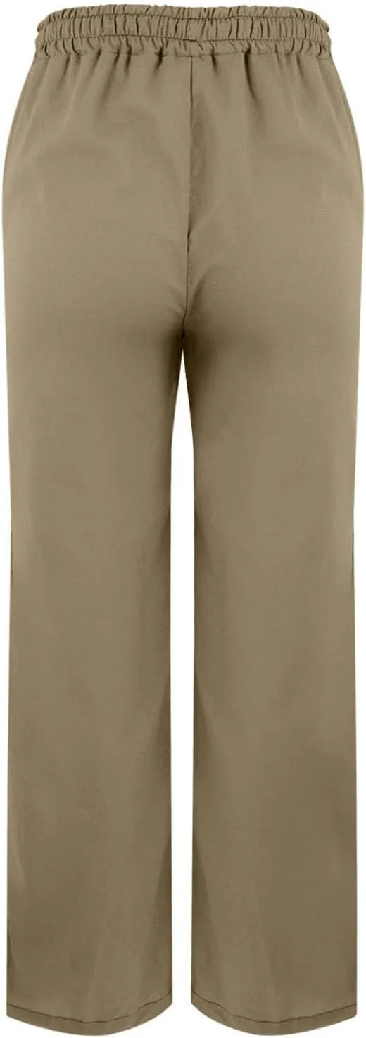 Linen Pants Women Summer Elastic Waist Pants Straight Leg Pants Lounge Beach Trousers with Pockets