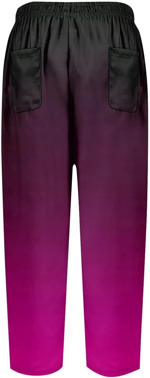 Linen Pants Women Summer Floral Solid Long Palazzo Pants High Waist Wide Leg Pant Trendy Lounge Beach Trousers with Pockets