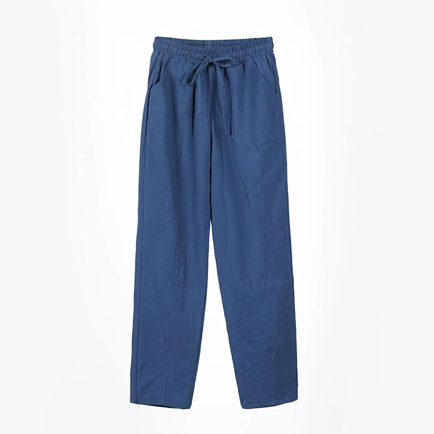 Linen Pants Women Wide Leg Palazzo Pants Lounge Pants with Pockets High Elastic Waisted Drawstring