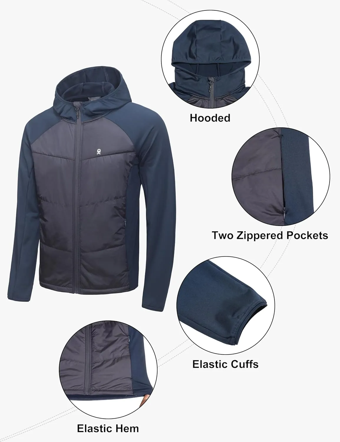Little Donkey Andy Men's Running Jacket Lightweight Thermal Hybrid Puffer Jacket for Men Golf Hiking