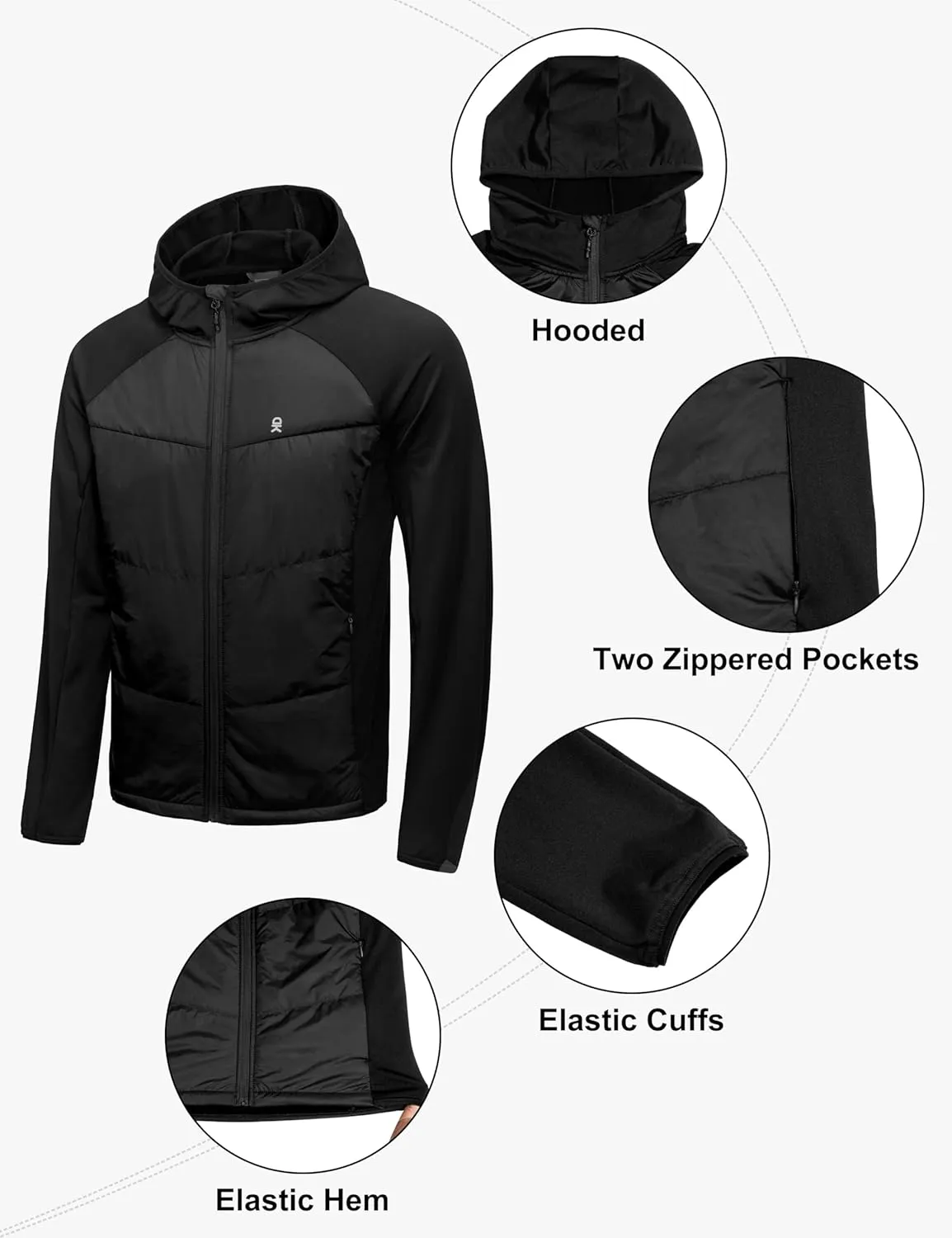 Little Donkey Andy Men's Running Jacket Lightweight Thermal Hybrid Puffer Jacket for Men Golf Hiking
