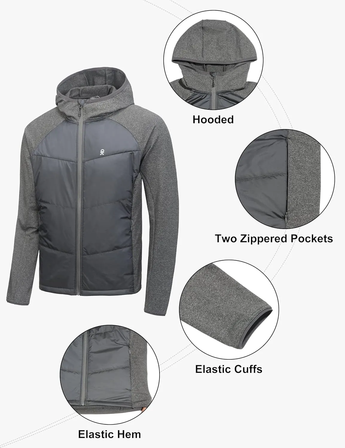 Little Donkey Andy Men's Running Jacket Lightweight Thermal Hybrid Puffer Jacket for Men Golf Hiking
