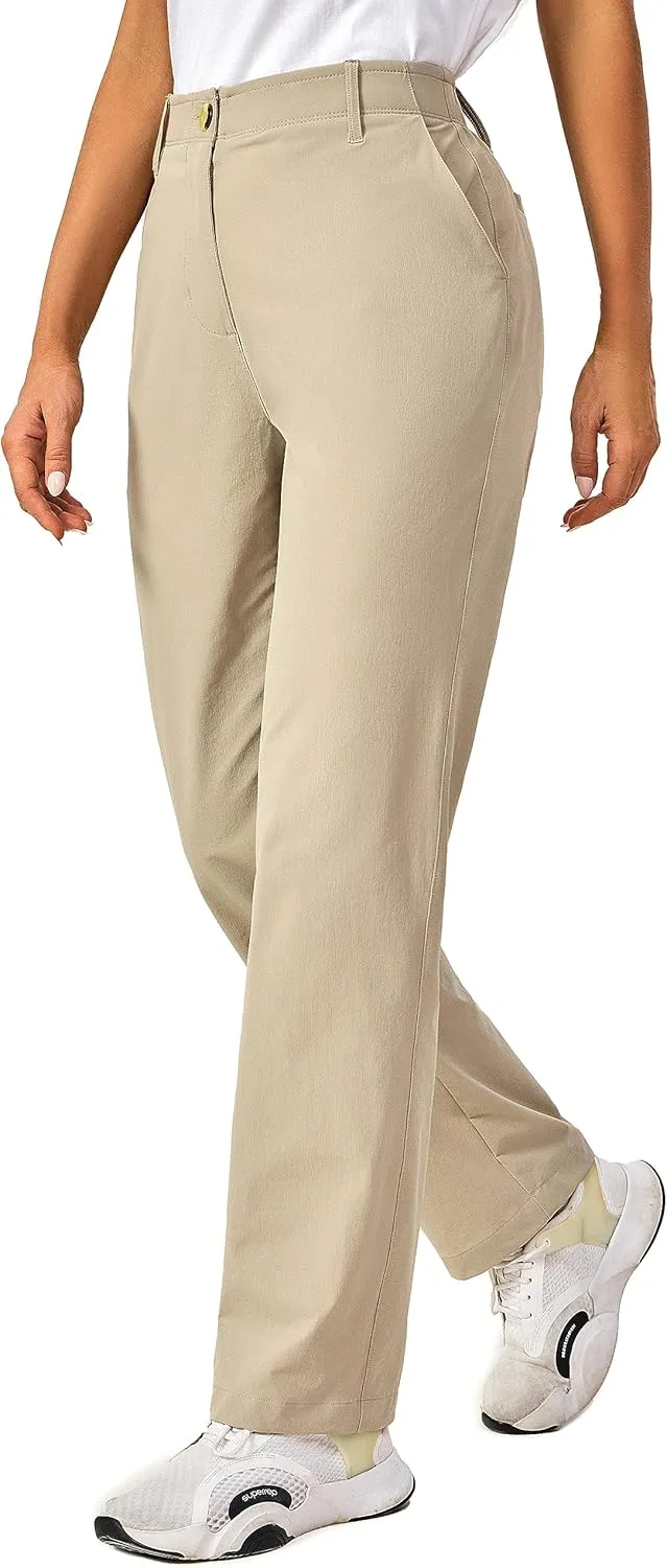 Little Donkey Andy Women's Golf Pants Stretch Quick Dry Lightweight Straight Leg Business Casual Slacks with Pockets