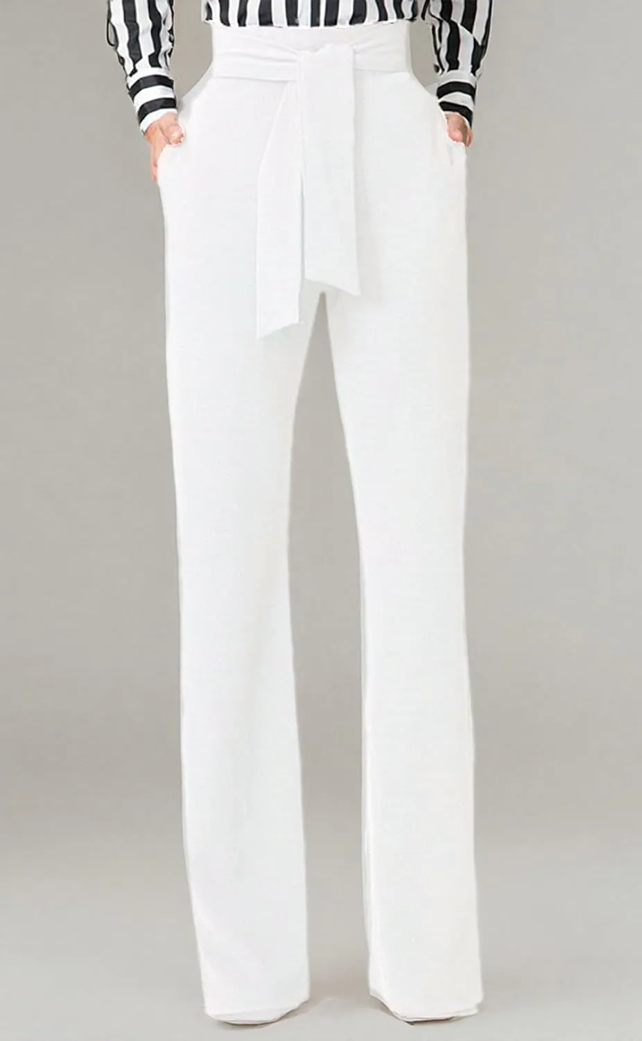 LKOUS Women's Dress Pants Stretchy High Waisted Wide Leg Pants Business Work Pants for Office