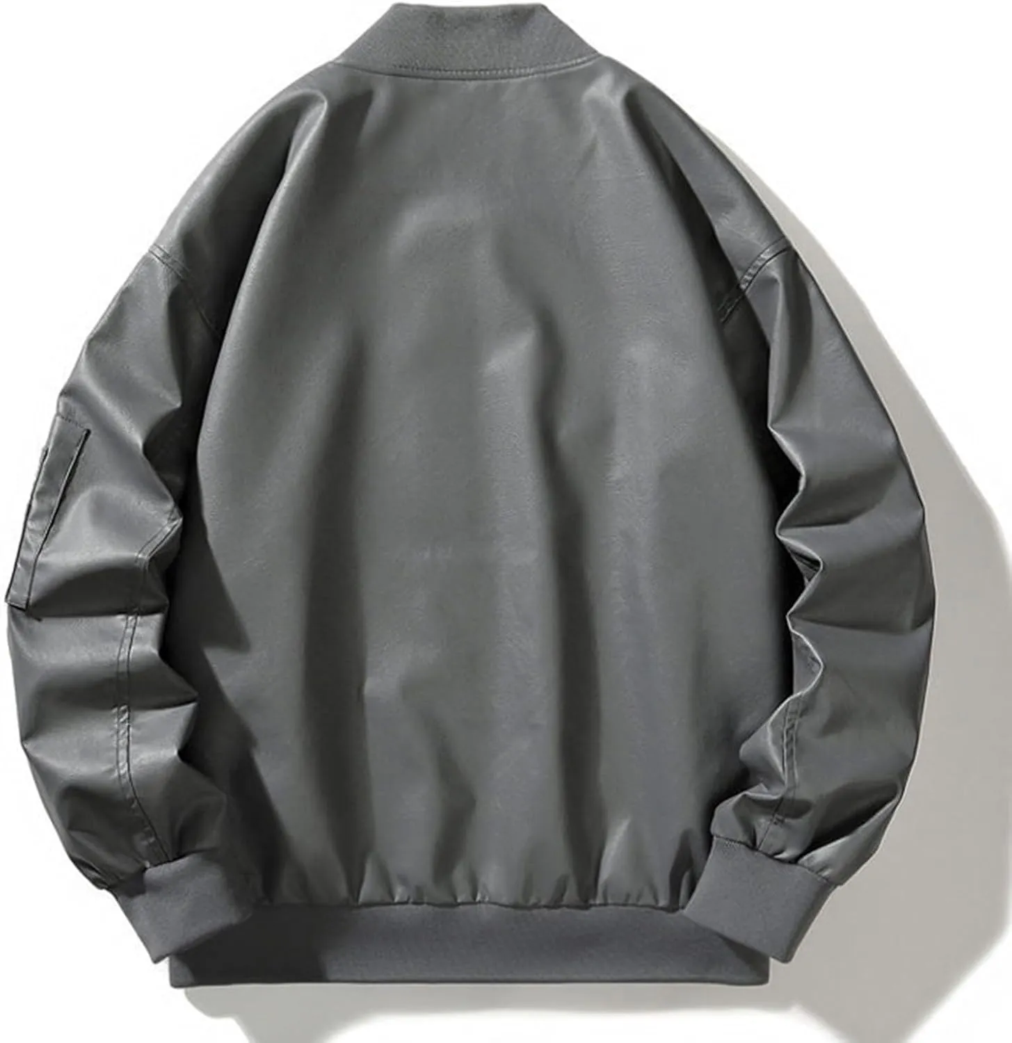 Lmdudan Bomber Jacket for Men PU Leather Full Zip Motorcycle Outwear Lightweight Fashion Causal Biker Jackets with Pockets