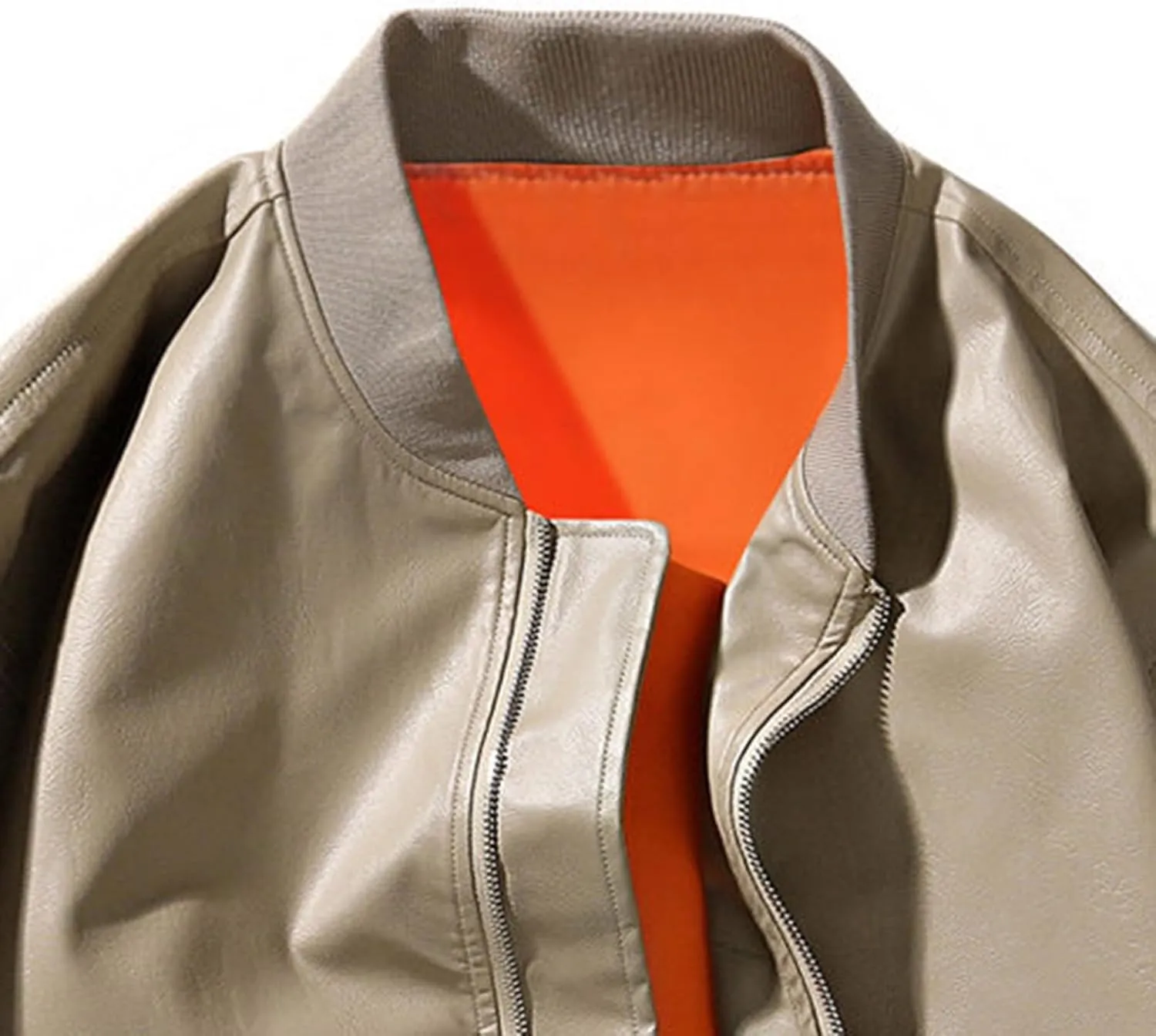 Lmdudan Bomber Jacket for Men PU Leather Full Zip Motorcycle Outwear Lightweight Fashion Causal Biker Jackets with Pockets