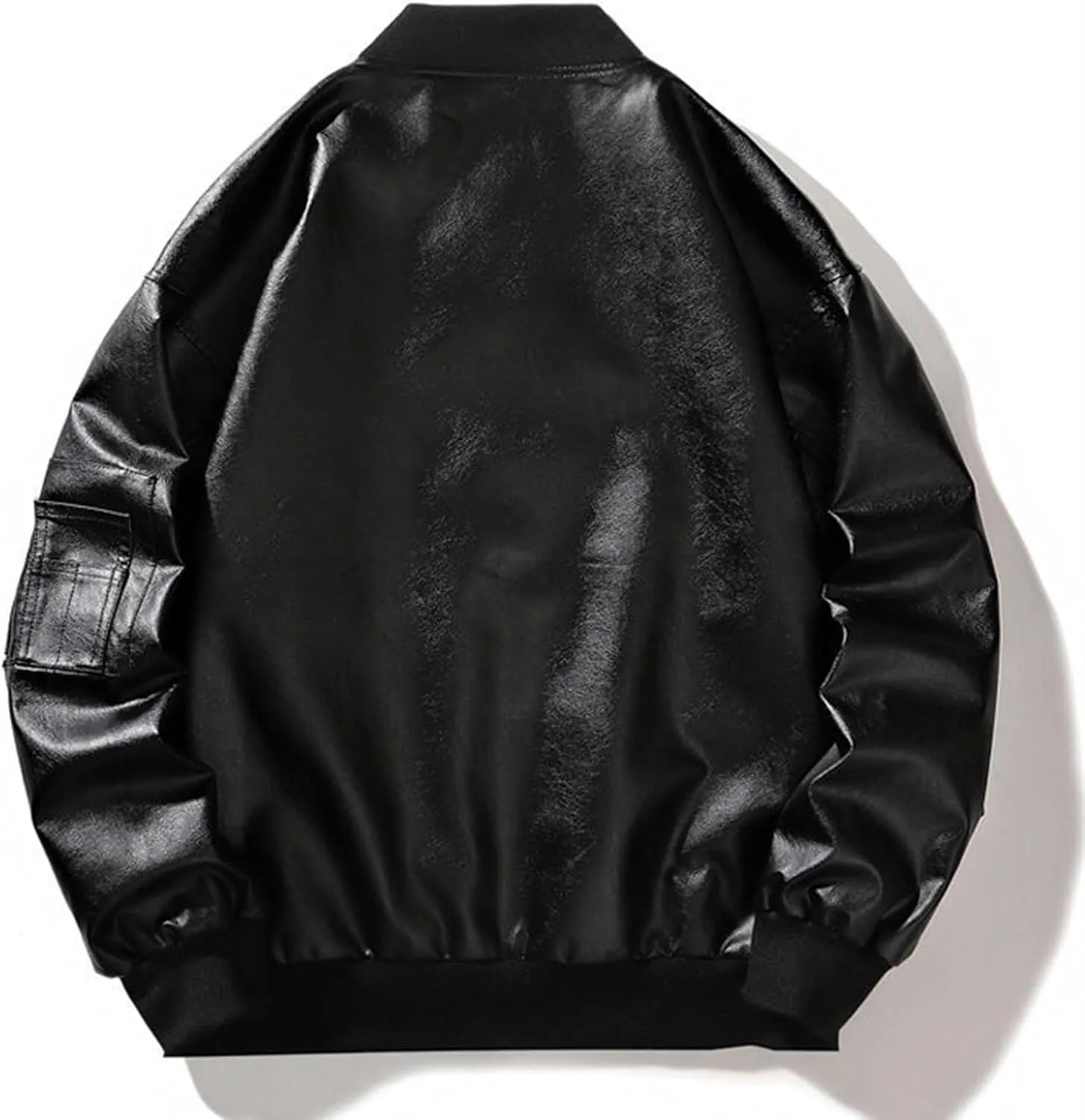 Lmdudan Bomber Jacket for Men PU Leather Full Zip Motorcycle Outwear Lightweight Fashion Causal Biker Jackets with Pockets