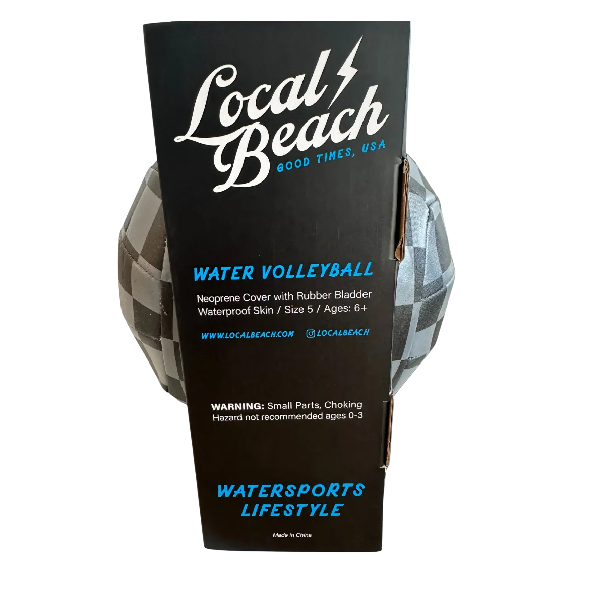 Local Beach Black/Gray Checker Beach & Water Volleyball Size 5