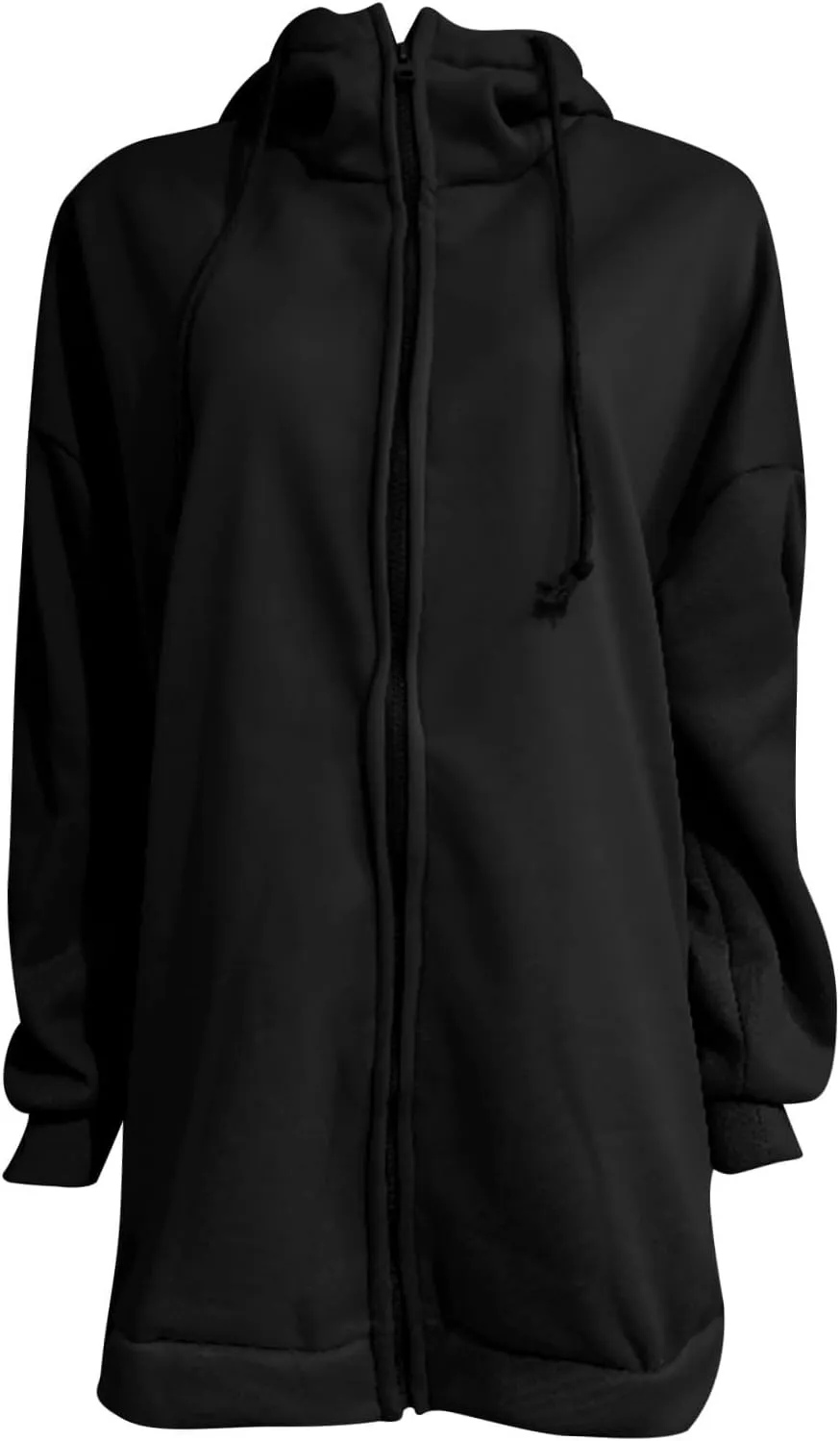 Long Hoodies for Women Zip Up Plus Size Loose Fit Fleece Jacket Long Sleeve Drawstring Sweatshirts with Pockets