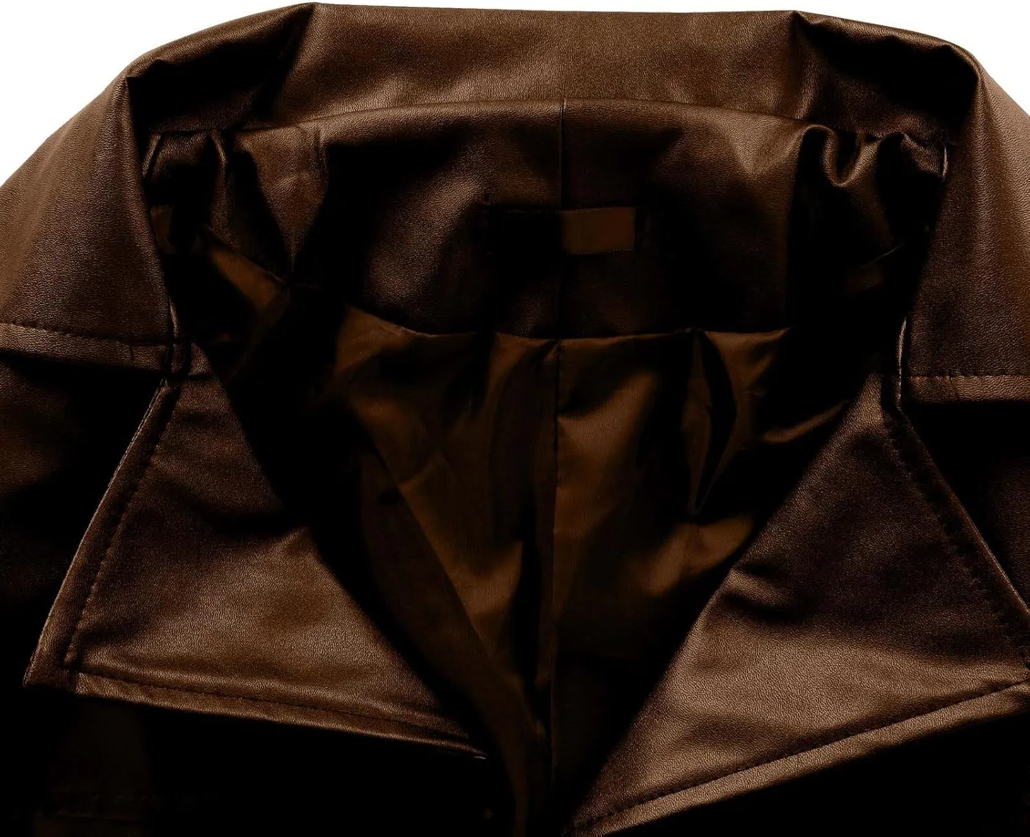 Long Leather Jackets for Men Softshell Lapel Trench Coat Button Down 2024 Fashion Overcoat Leather Windbreaker