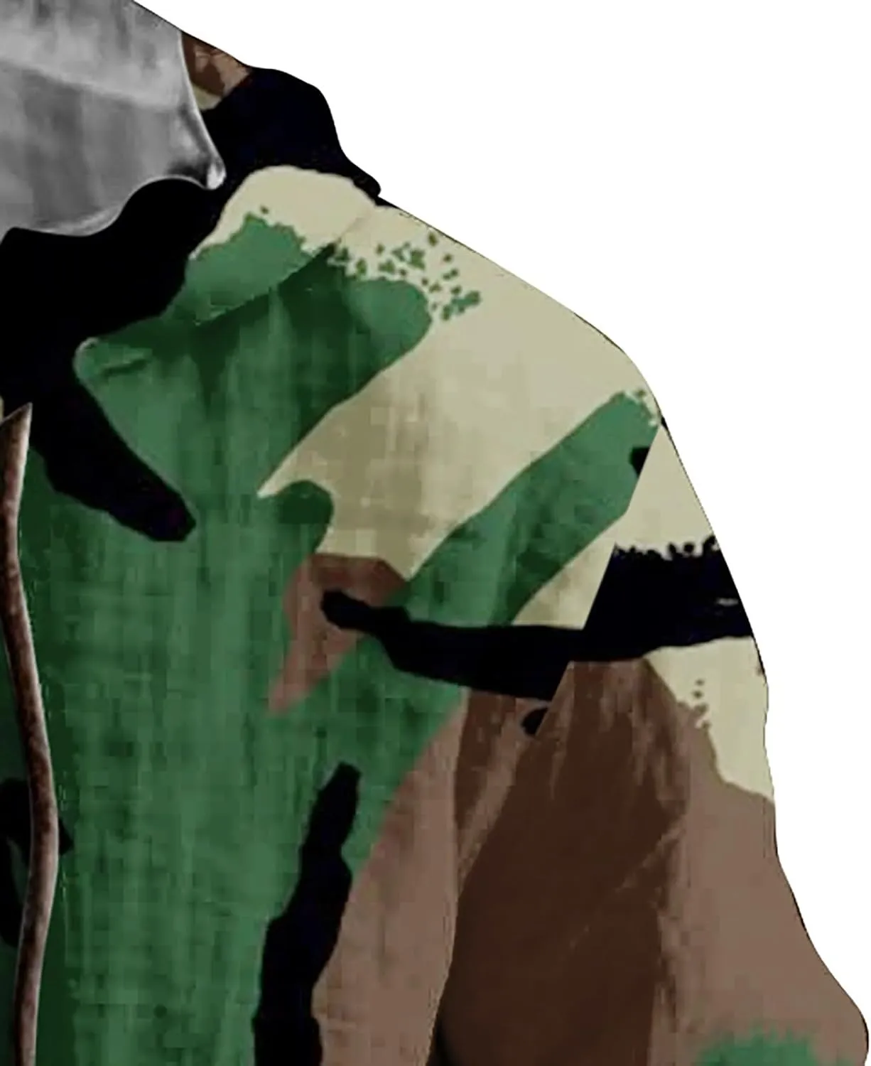 Long Sleeve Beach Hippie Tops with Hat Men's Casual Fashion Loose Trend Camouflage Long Sleeve Shirts