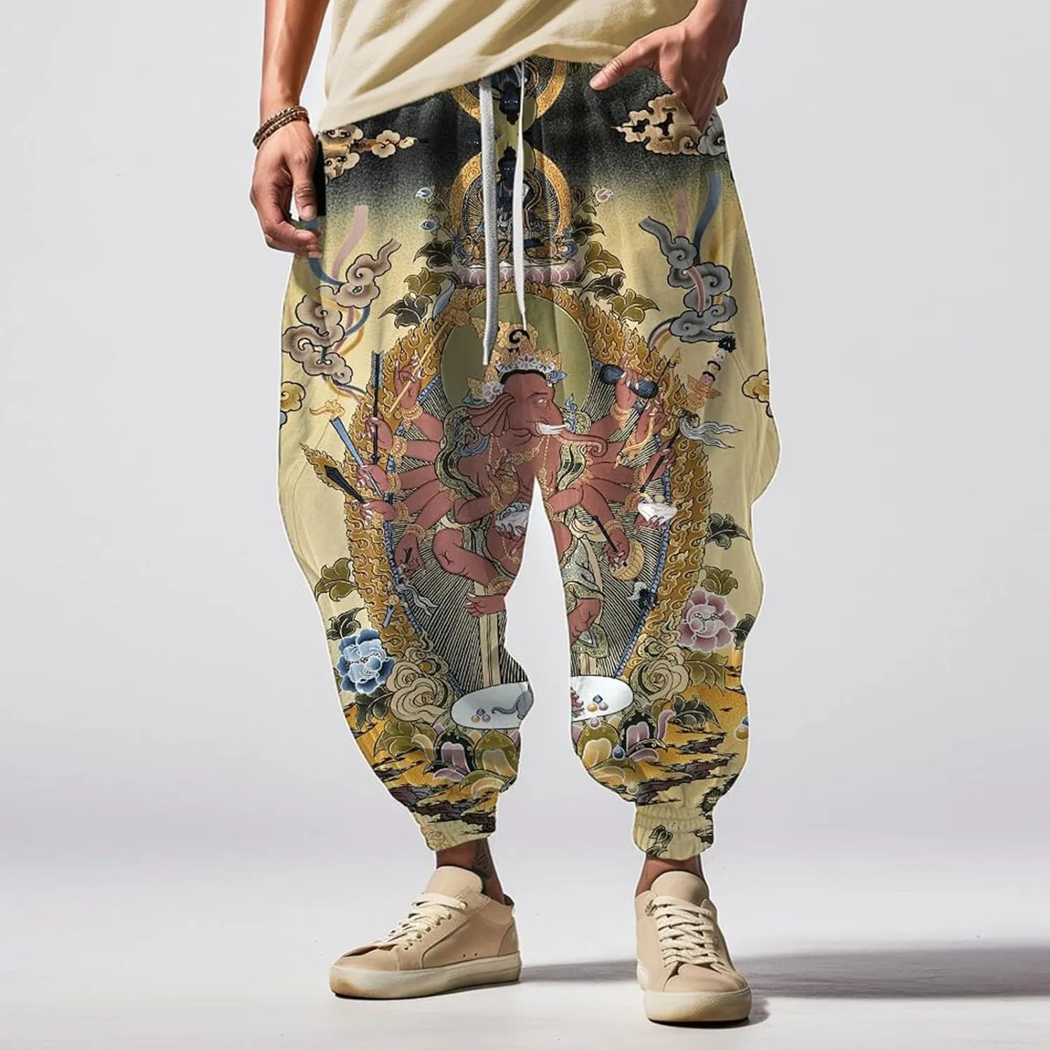Long Sports Pants Print Fashion Street Feel Casual Sweatpants Mens Japanese Art Graphic Printed Casual Pants Hammer