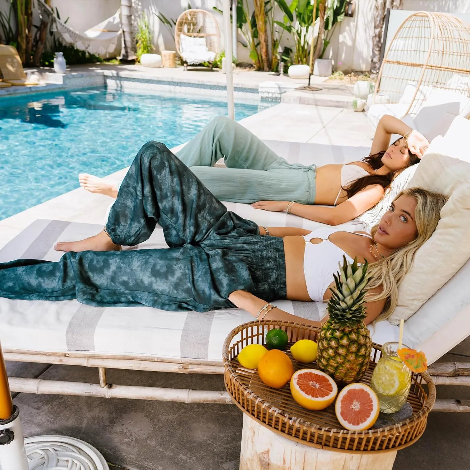 Lotus and Luna Women's Harem Pants Thai Pants for Beach & Lounge High Waisted Flowy Boho Pants Genie Pants Yoga Pants