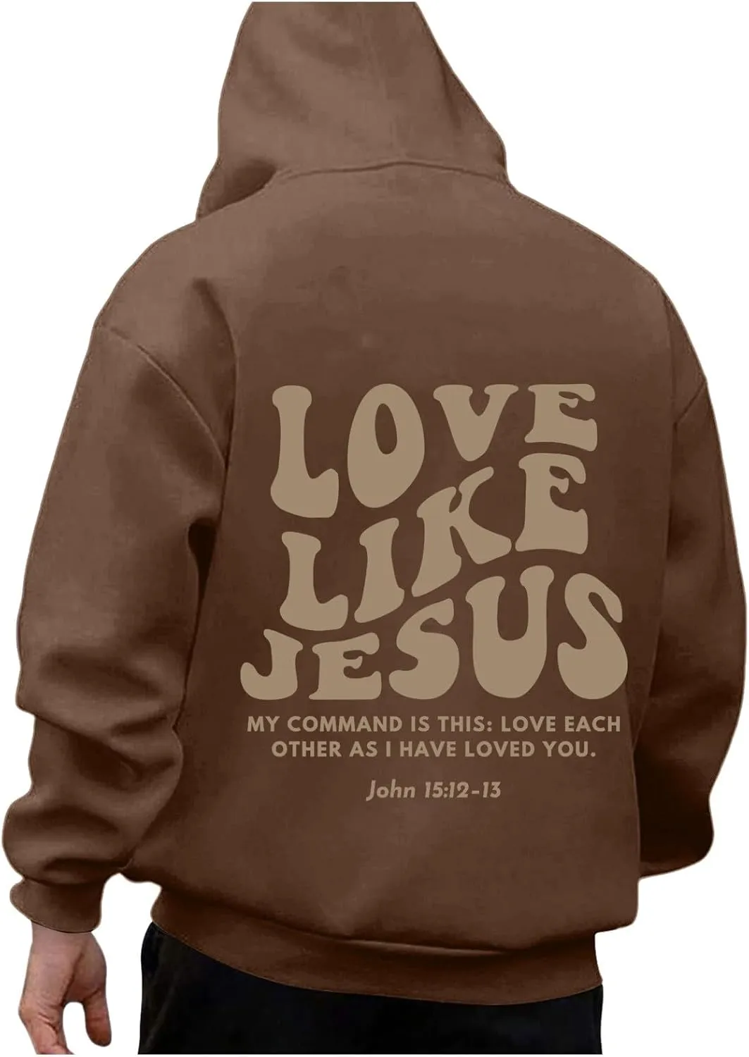 Love Like Jesus Hoodies for Men Letter Graphic Christian Faith Hoodies with Pocket Long Sleeve Drawstring Hooded Sweatshirts