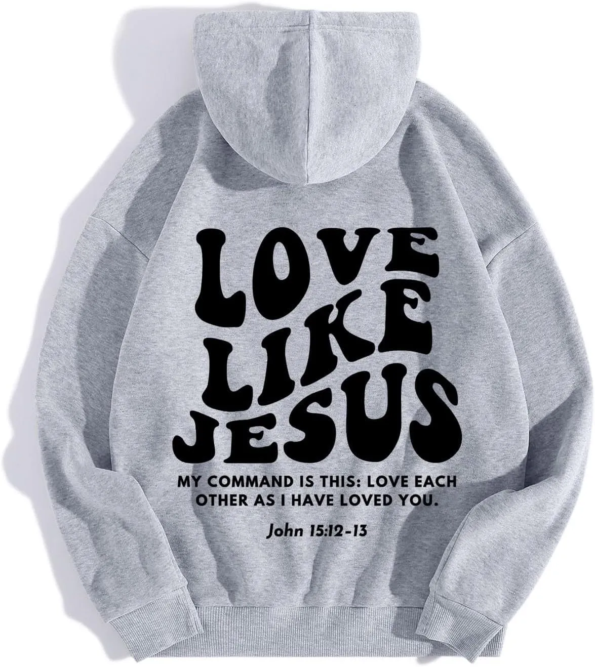 Love Like Jesus Hoodies for Men Letter Graphic Christian Faith Hoodies with Pocket Long Sleeve Drawstring Hooded Sweatshirts