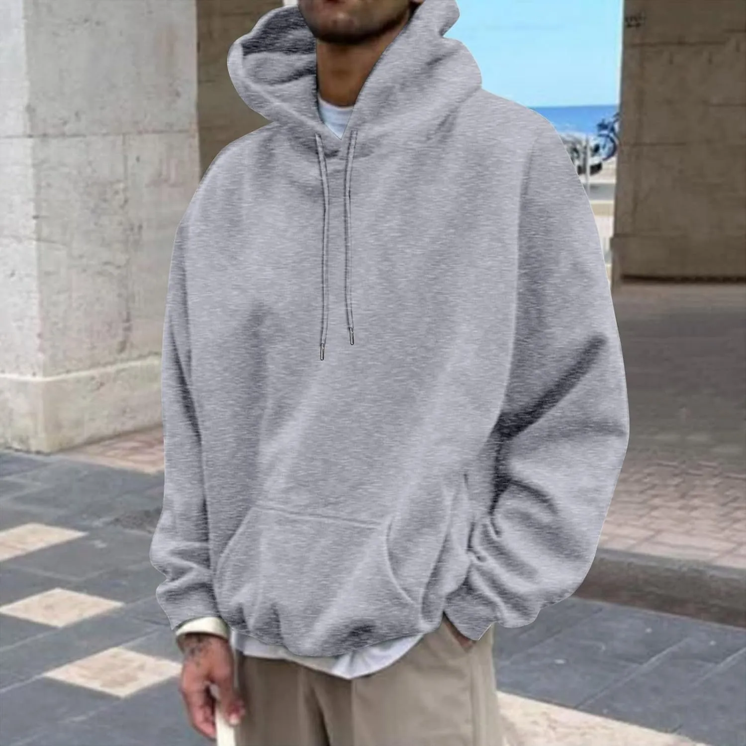 Love Like Jesus Hoodies for Men Letter Graphic Christian Faith Hoodies with Pocket Long Sleeve Drawstring Hooded Sweatshirts