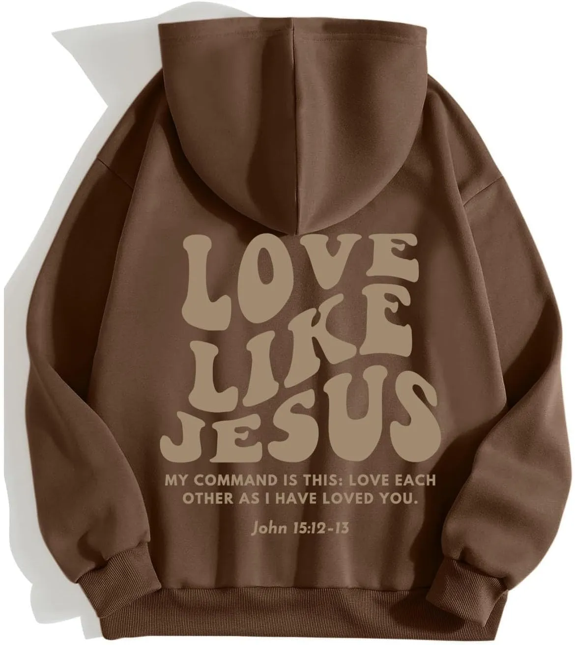 Love Like Jesus Hoodies for Men Letter Graphic Christian Faith Hoodies with Pocket Long Sleeve Drawstring Hooded Sweatshirts
