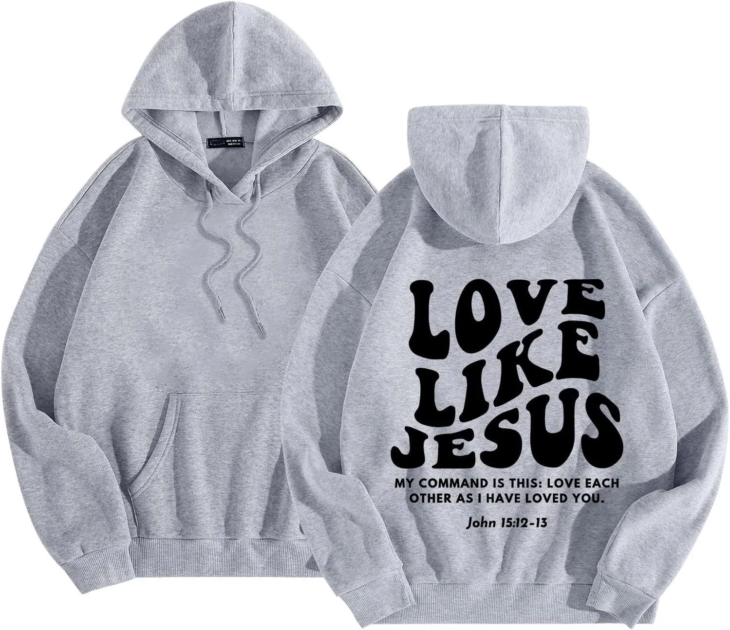 Love Like Jesus Hoodies for Men Letter Graphic Christian Faith Hoodies with Pocket Long Sleeve Drawstring Hooded Sweatshirts