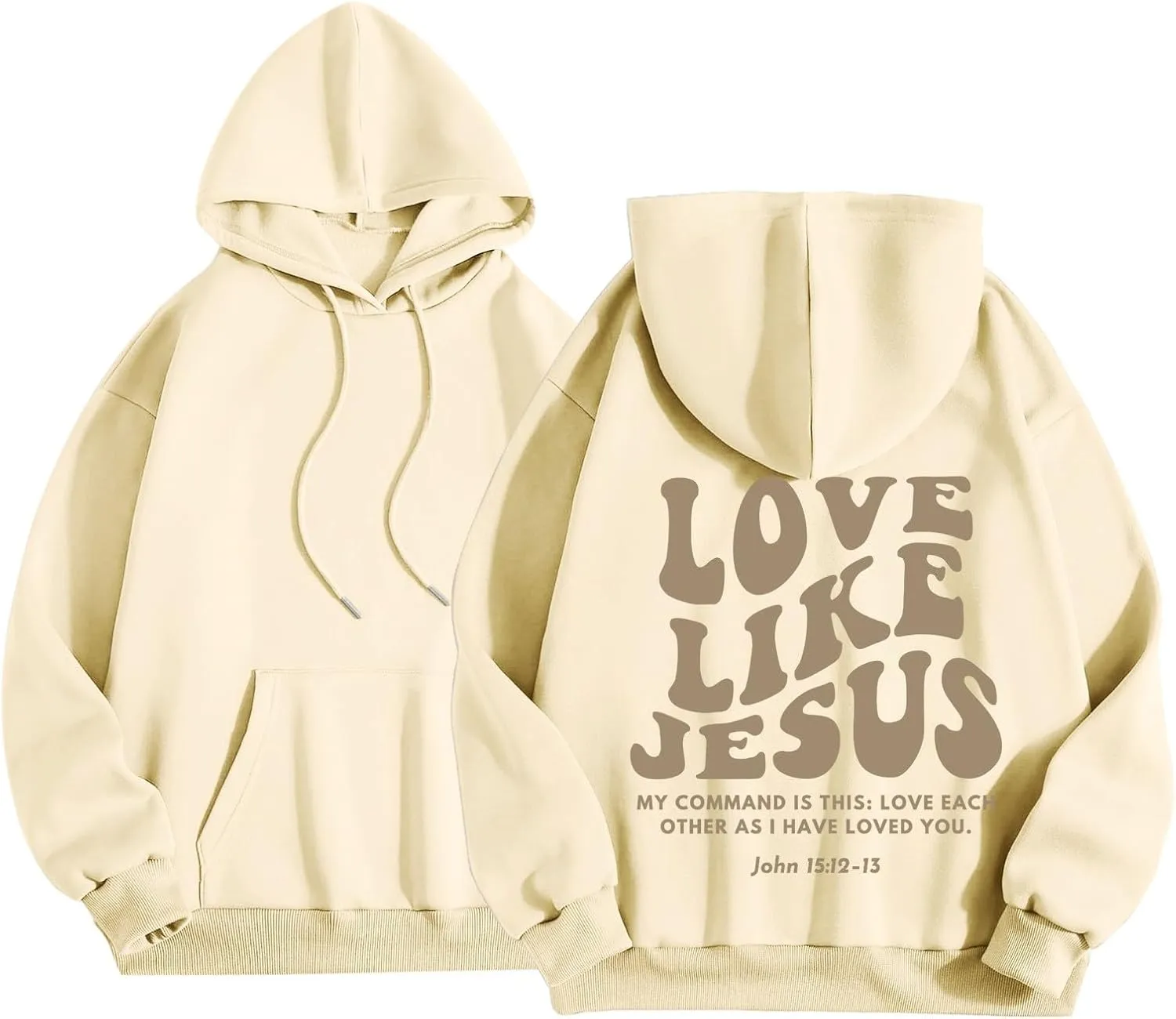 Love Like Jesus Hoodies for Men Letter Graphic Christian Faith Hoodies with Pocket Long Sleeve Drawstring Hooded Sweatshirts