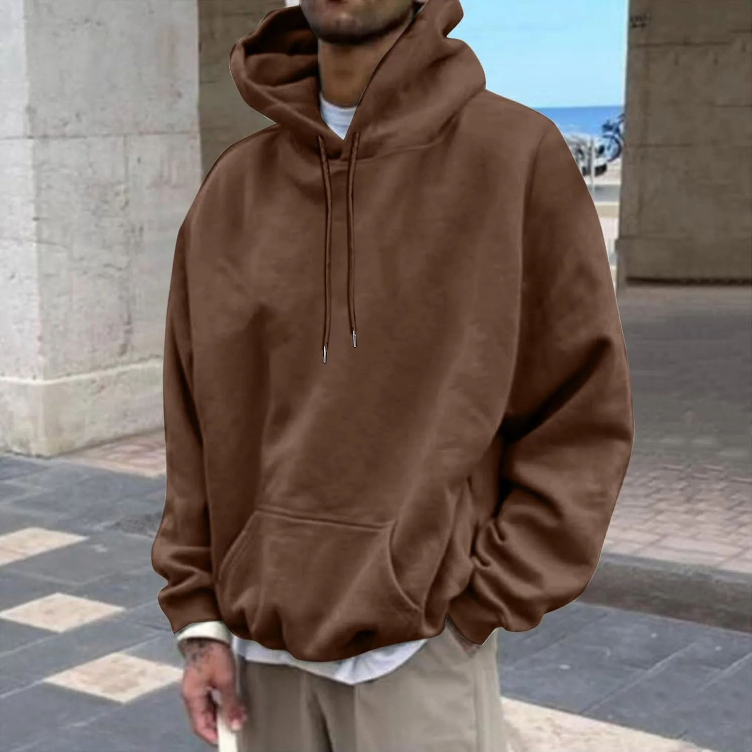 Love Like Jesus Hoodies for Men Letter Graphic Christian Faith Hoodies with Pocket Long Sleeve Drawstring Hooded Sweatshirts