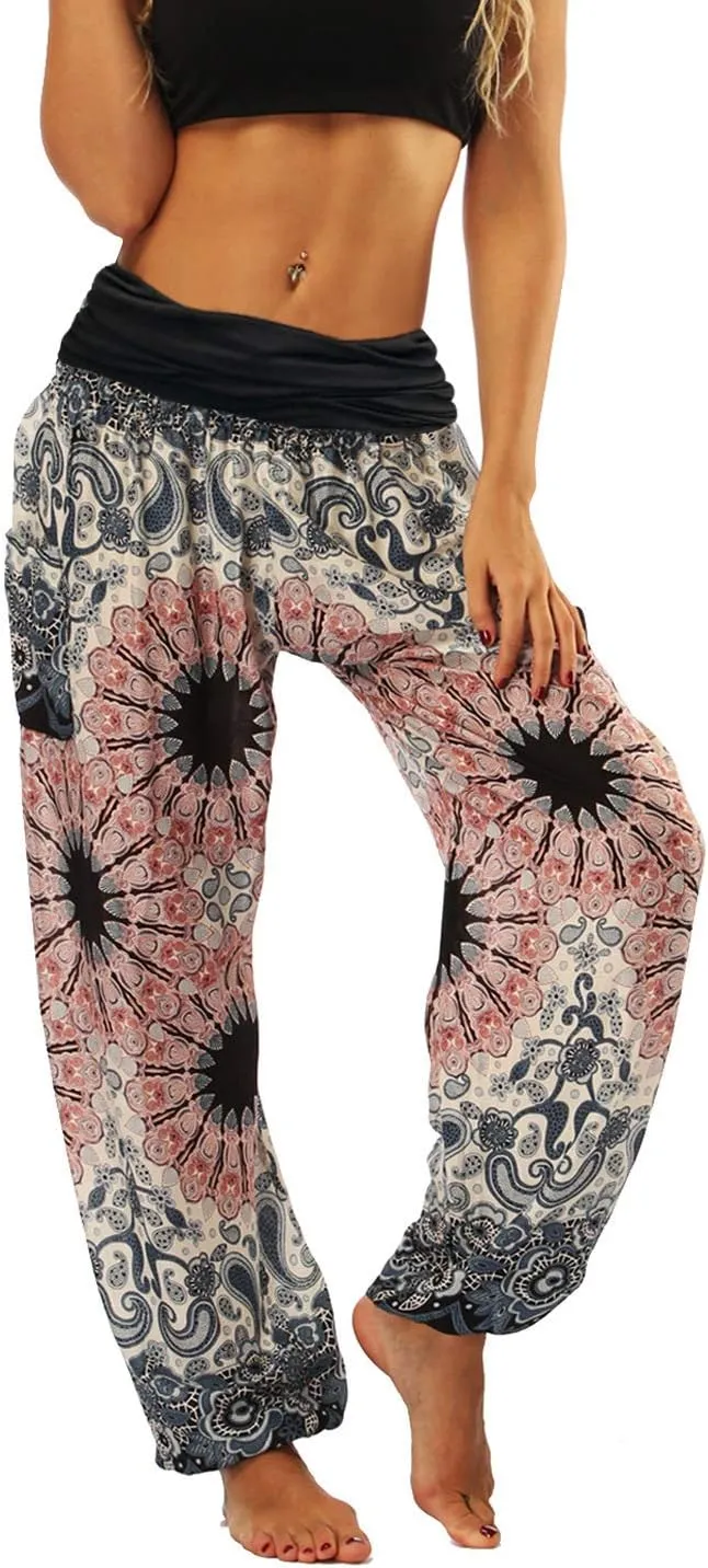 Lu's Chic Women's Thai Harem Pants Bohemian Yoga Pants Indian Loose Summer Boho Hippie Pants